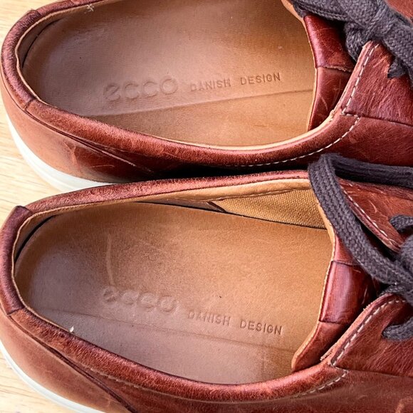 Ecco Danish Design Brown Leather Sneakers Size 46 / US 12-12.5 - Picture 5 of 8